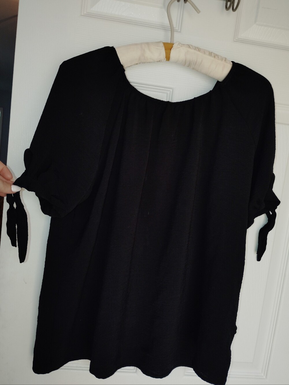 Cute Short Sleeve Fashion Top With Faux Sleeves Vision USA Medium
